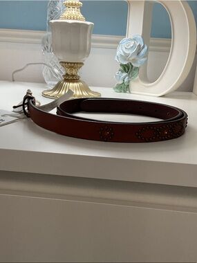 Liz Claiborne Studded Faux Leather Belt, Size M, Cognac/Brown, NWT